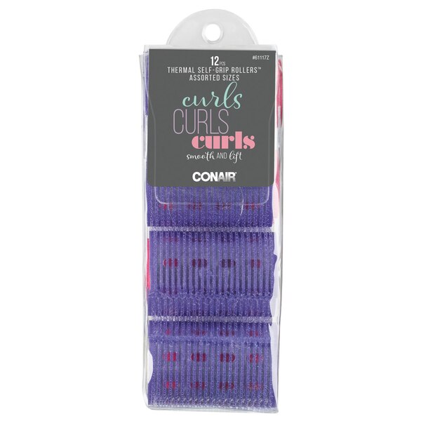 Conair Self-Grip Thermal Rollers, Assorted Sizes, 12 CT