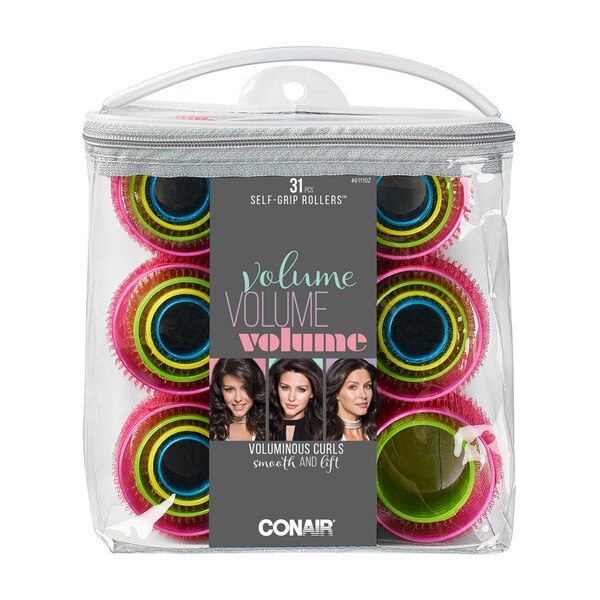 Conair Voluminous Curls Self-Grip Rollers, Assorted Sizes, 31 CT