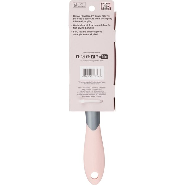 Conair Flexi Fast Dry Hair Brush, Velvet Touch