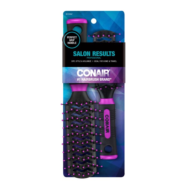 Conair Salon Results Vent Hair Brushes, Assorted Colors, 2 CT