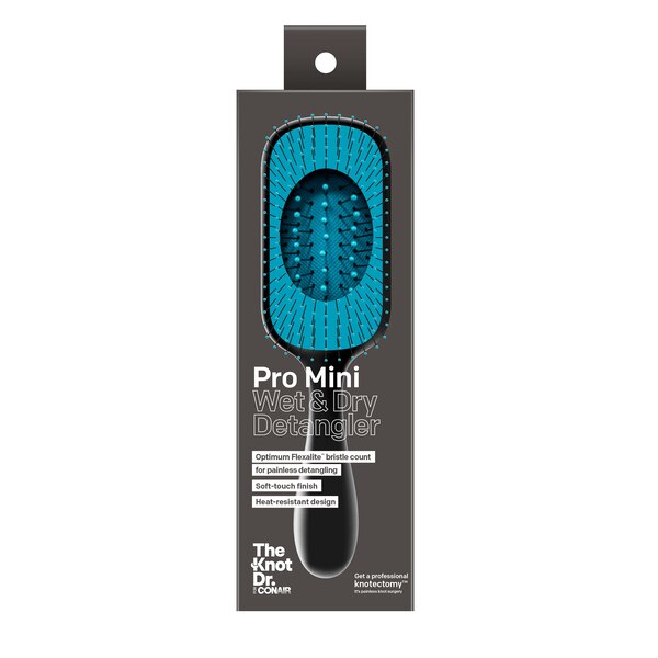 Conair The Knot Dr. Pro Mini Wet & Dry Detangler Brush, Black