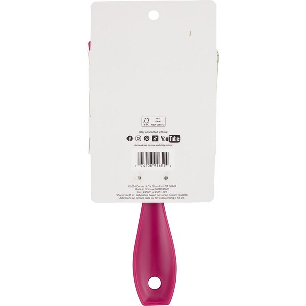 Conair Tamera Curly Hair Textured Hair Detangling Brush, Pink