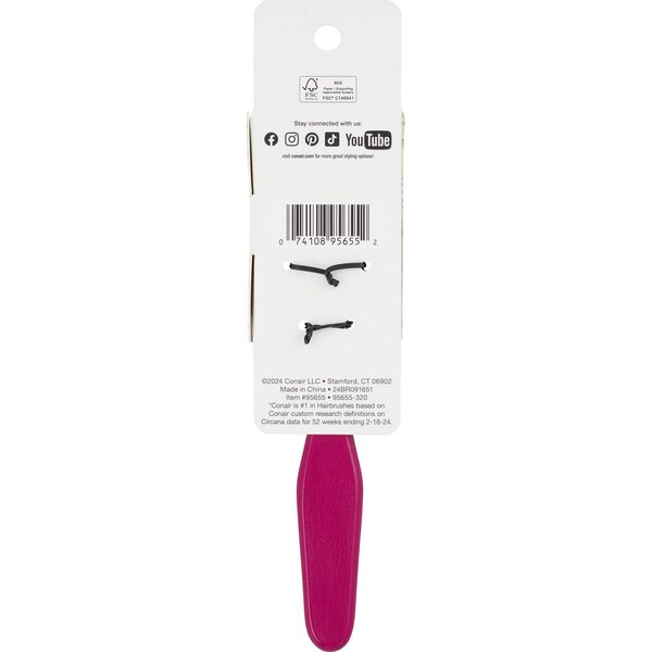 Conair Tamera Textured Hair,Smoothing Brush, Pink