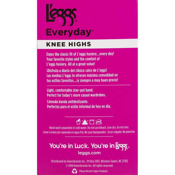 L'eggs Everyday Knee Highs Sheer Toe One Size Off Black