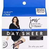Just My Size Reinforced Toe Knee Highs One Size Off Black, thumbnail image