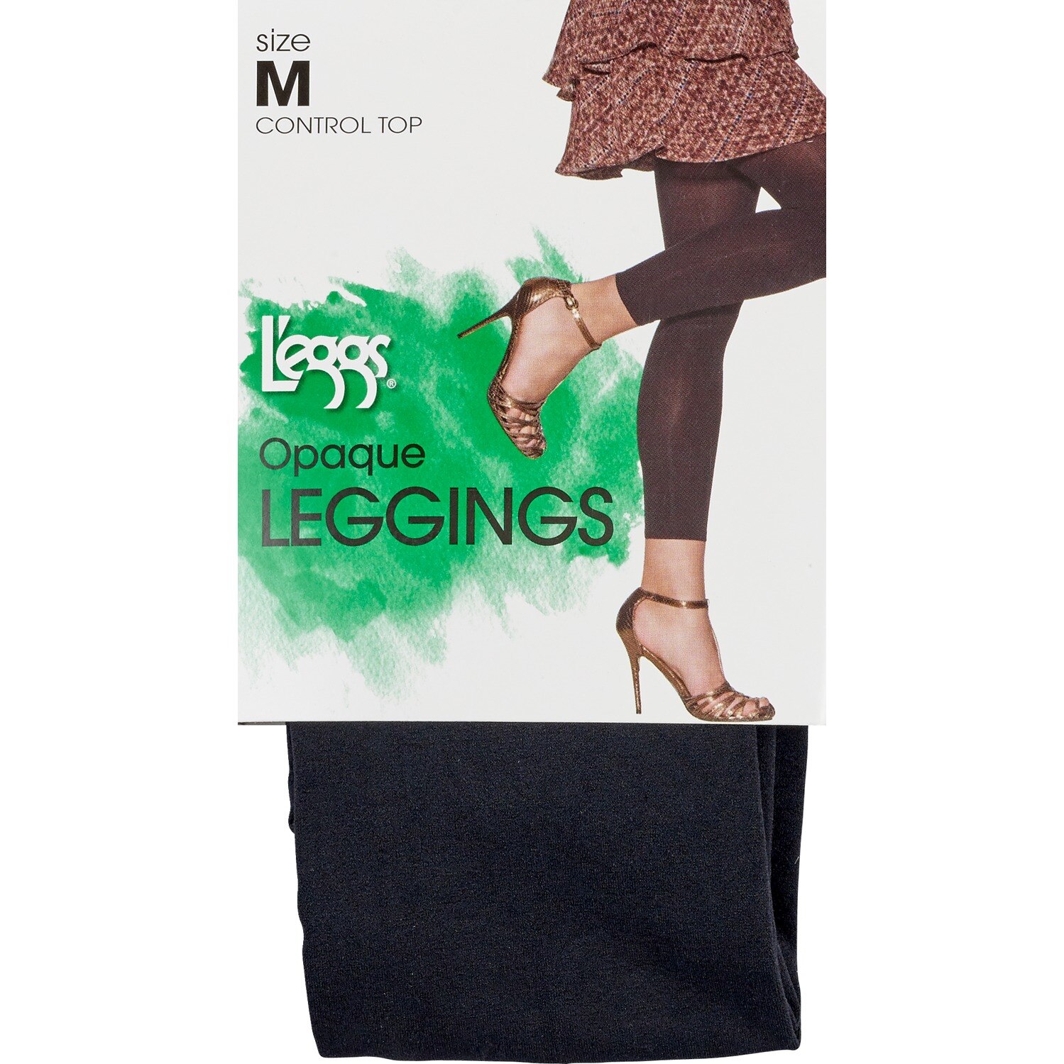 L eggs Fashion Leggings Control Top Size B Opaque Black
