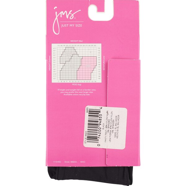 Just My Size Seasonless Tights, Black 4x