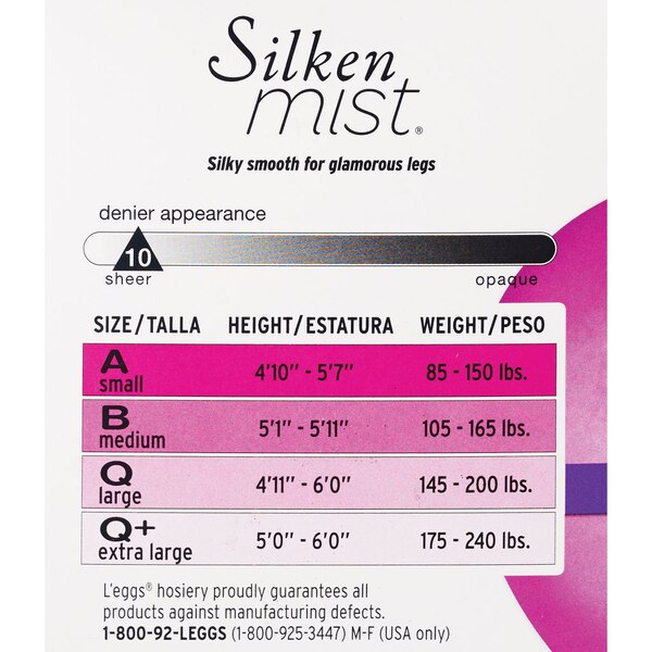 L'eggs Silken Mist Ultra Sheer Leg with Control Top, 2 CT, Size Q+