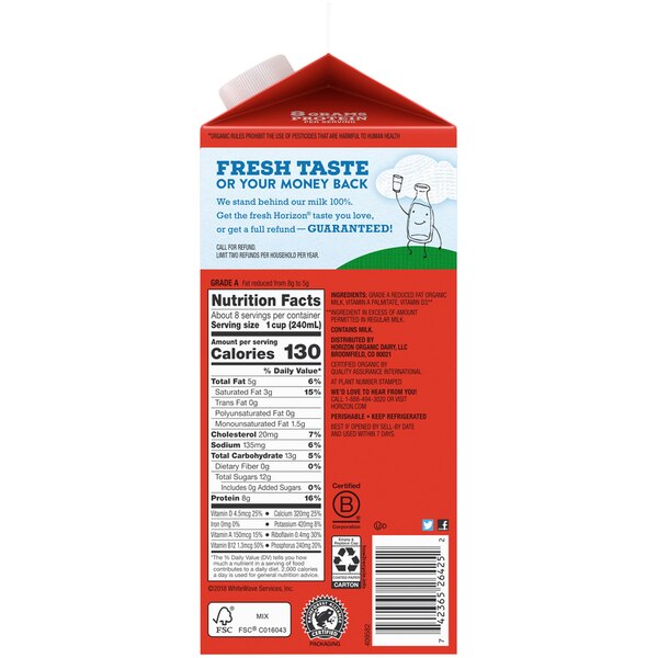 Horizon Organic 2% Reduced Fat Milk, 64 OZ