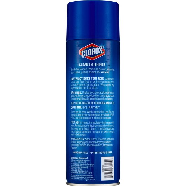 Clorox Foaming Glass Cleaner Aerosol Spray, Unscented, 16 OZ