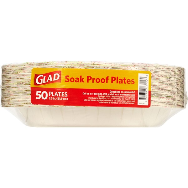 Glad 8.5 Inch Paper Plates, Pink Flower, 50 ct