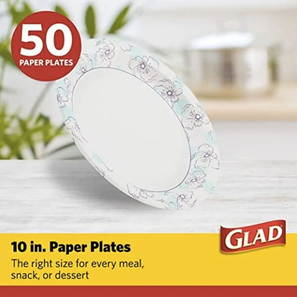 Glad Disposable Paper Plates, 50 CT