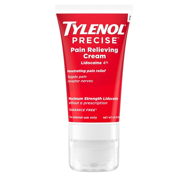 Tylenol Precise - Crema con lidocaína al 4% para aliviar dolores, máxima potencia, 4 oz