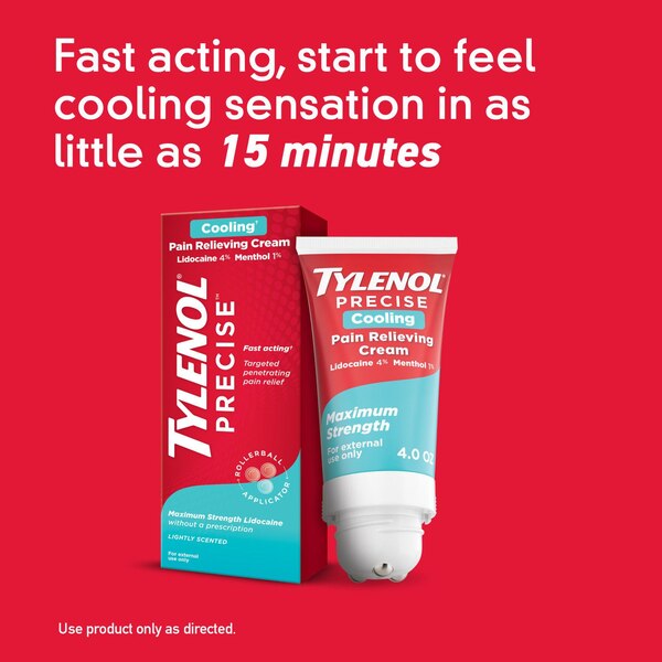 Tylenol Precise Cooling Pain Relieving Cream, Lidocaine & Menthol, 4 OZ