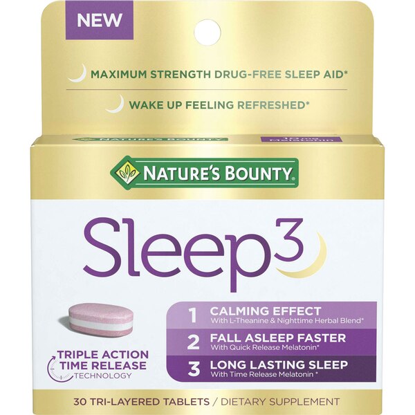 Nature's Bounty Sleep3 - Cápsulas para dormir de tres capas, 30 u.