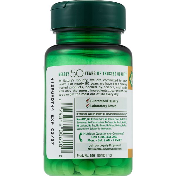 Nature's Bounty Vitamin B-6 Tablets, 100 Mg, 100 CT