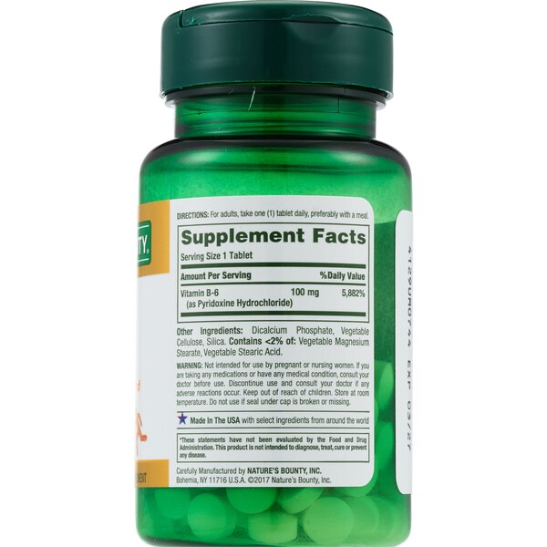 Nature's Bounty Vitamin B-6 Tablets, 100 Mg, 100 CT