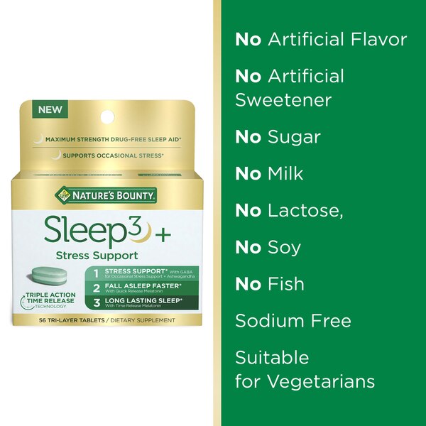 Nature's Bounty Sleep3 Stress Support Tri-Layered Tablets, 56 CT