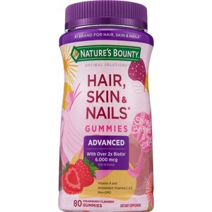Nature's Bounty Advanced Hair, Skin and Nails Non-GMO Gummies with Biotin, 6000 MCG, 80 CT
