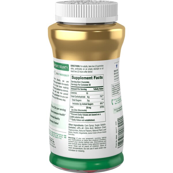 Nature's Bounty Zinc Immune Support Gummies, 30 mg, 70 CT