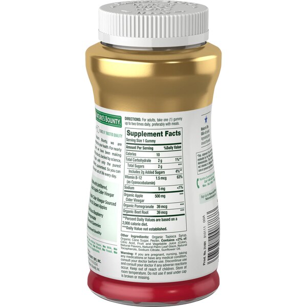Nature's Bounty Apple Cider Vinegar 500mg Gummies, 60 CT