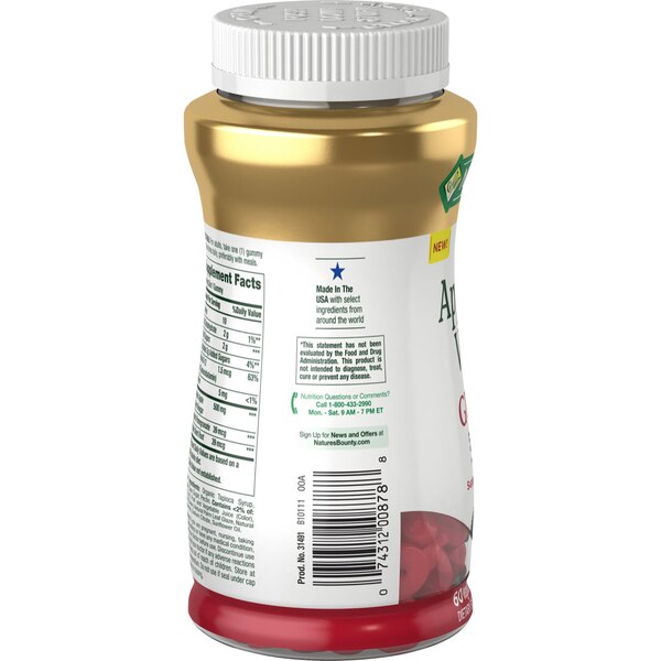Nature's Bounty Apple Cider Vinegar 500mg Gummies, 60 CT
