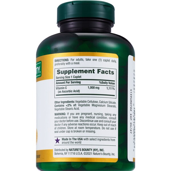 Nature's Bounty Pure Vitamin C Caplets, 1000 Mg, 300 CT