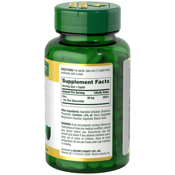 Nature's Bounty Zinc Immune Health Caplets, 50 mg