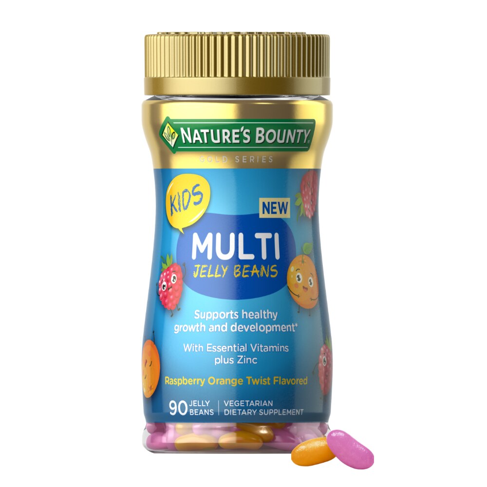 Nature's Bounty Kids Multi Jelly Beans, Raspberry Orange Twist Flavor, 90 CT