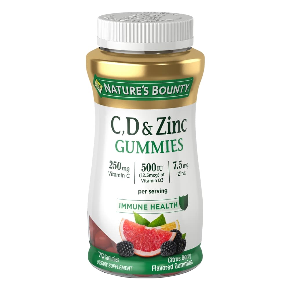 Nature s Bounty Vitamins C D Zinc Immune Health Gummies 70 CT