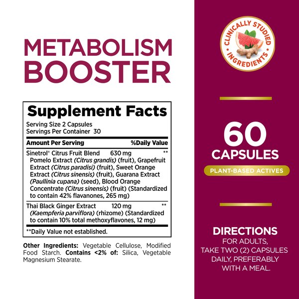 Nature's Bounty Optimal Solutions Metabolism Booster, Promotes Abdominal Fat Loss, 60 CT
