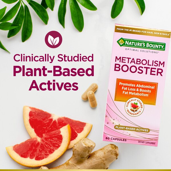 Nature's Bounty Optimal Solutions Metabolism Booster, Promotes Abdominal Fat Loss, 60 CT