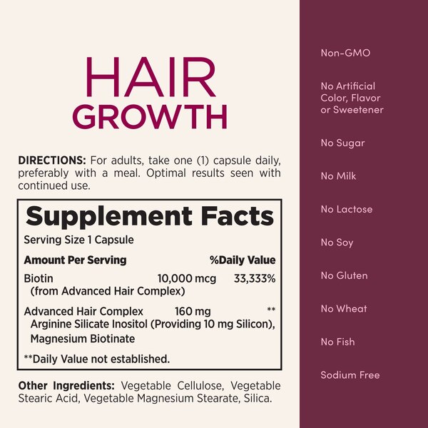 Nature's Bounty Optimal Solutions Hair Growth Supplement, 30 Capsules