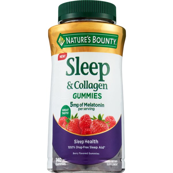 Nature's Bounty Sleep + Collagen, 5mg Melatonin, Berry Flavor, 140 Gummies