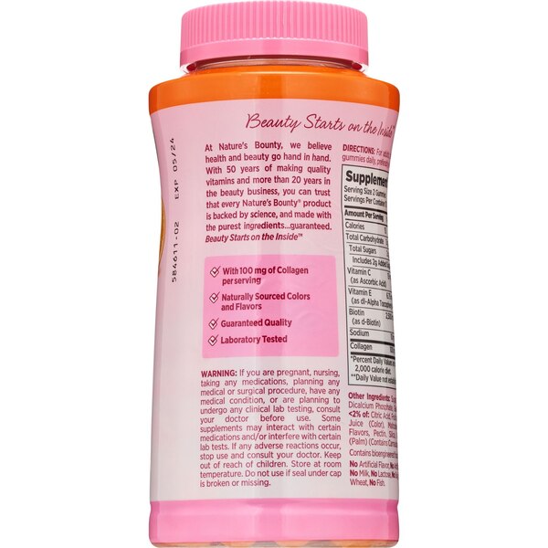 Nature's Bounty Hair Skin and Nails Gummy Vitamins with Biotin and Collagen, 140 CT