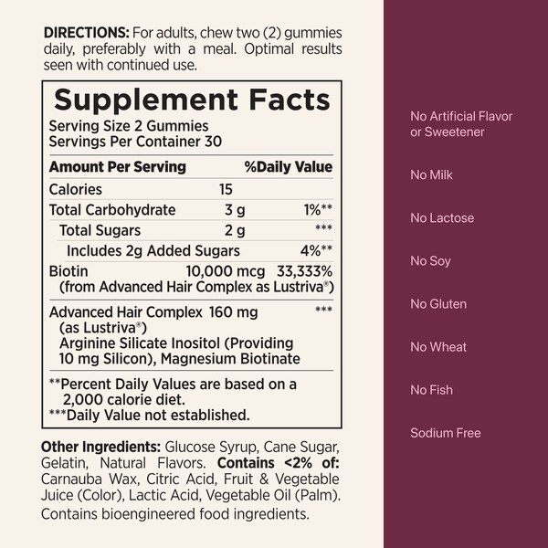 Nature's Bounty Optimal Solutions Hair Growth Gummies, 60 CT