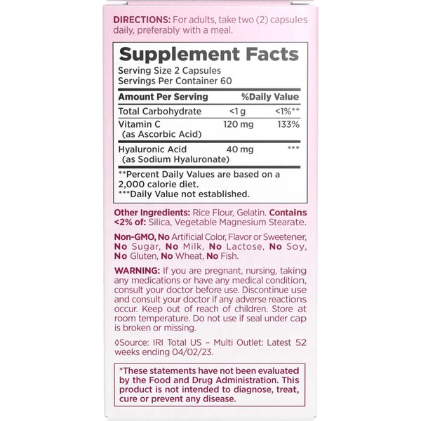 Nature's Bounty Optimal Solution Hyaluronic Acid Capsules, 120 CT