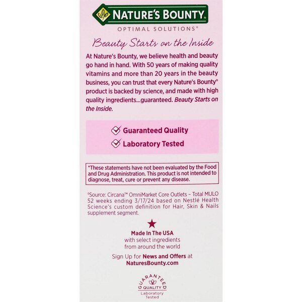 Natures Bounty Optimal Solutions Collagen Booster Capsule, 48 CT