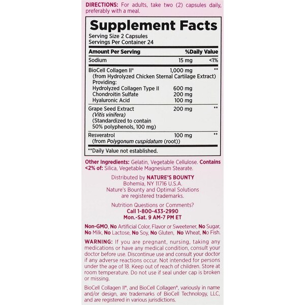 Natures Bounty Optimal Solutions Collagen Booster Capsule, 48 CT