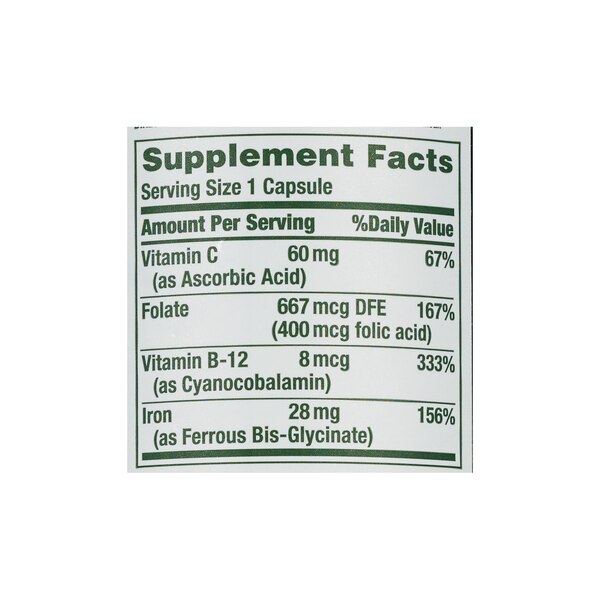 Nature's Bounty Gentle Iron Capsules, 28 Mg, 90 CT