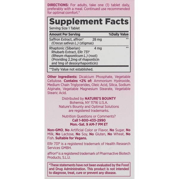 Nature's Bounty Optimal Solutions Advanced Menopause Relief Tablets, 30 CT