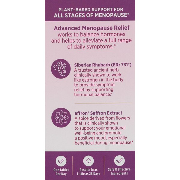 Nature's Bounty Optimal Solutions Advanced Menopause Relief Tablets, 30 CT