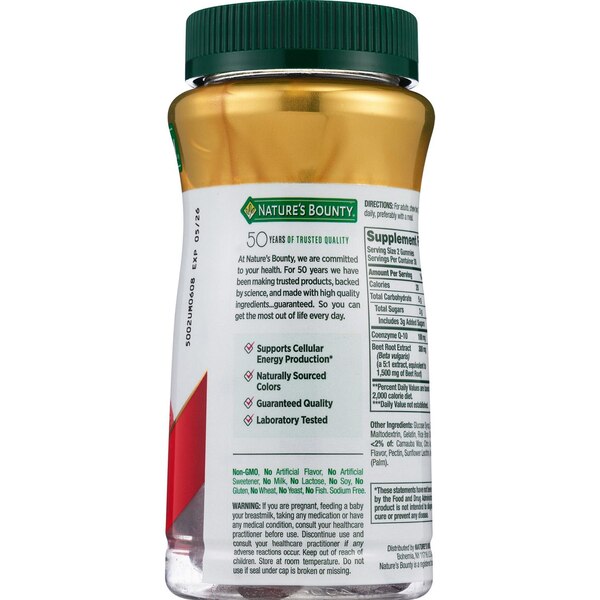 Nature's Bounty Beets Plus COQ10 Gummies, 60 CT