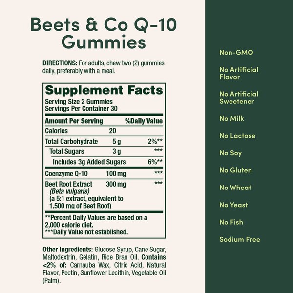 Nature's Bounty Beets Plus COQ10 Gummies, 60 CT