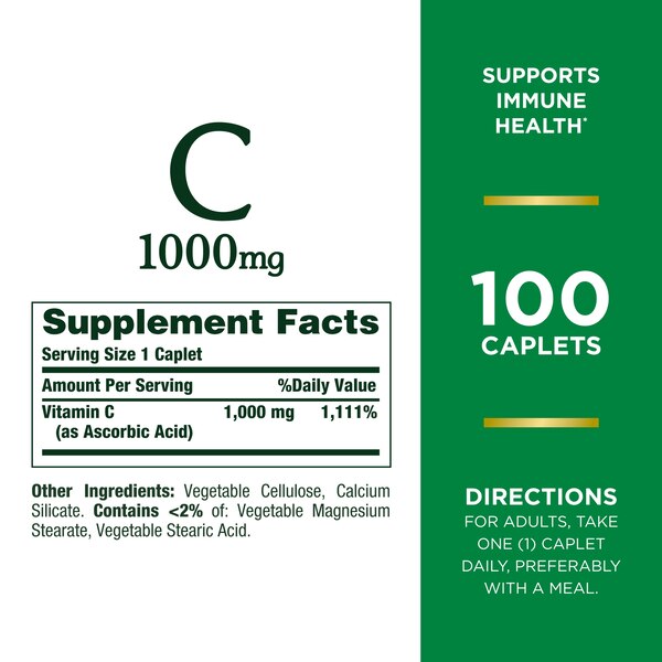 Nature's Bounty Vitamin C 1000mg Immune Health Caplets, 100 CT