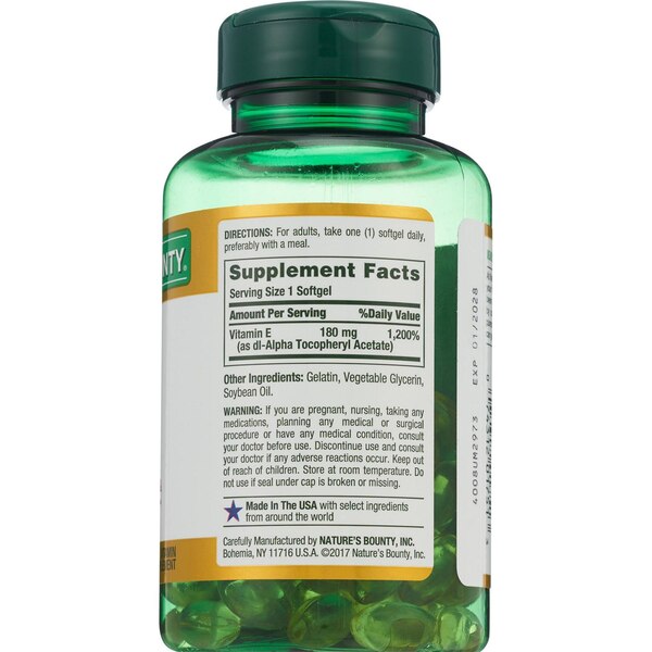 Nature's Bounty Vitamin E Softgels 180mg, 120 CT