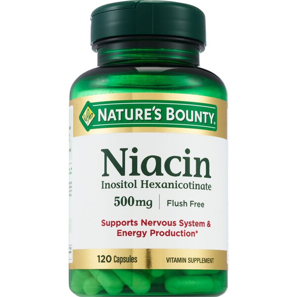Nature's Bounty Flush Free Niacin Capsules 500mg, 120CT