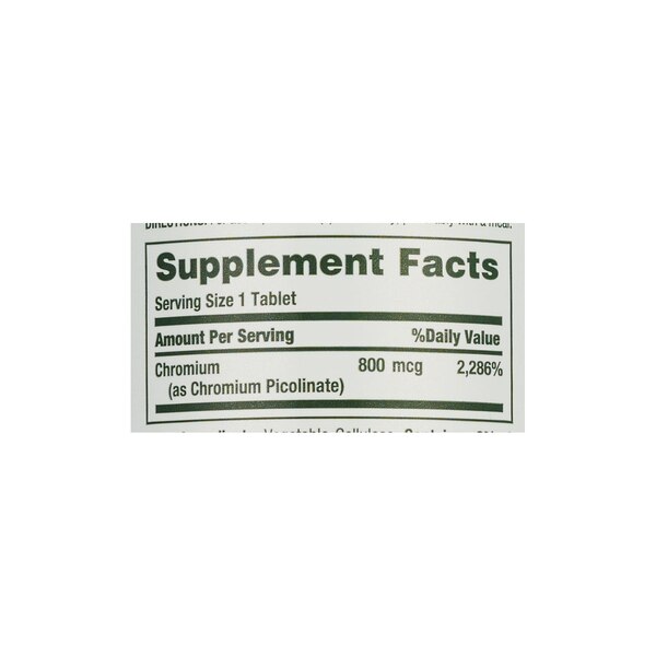 Nature's Bounty Chromium Picolinate Tablets, 800 MCG