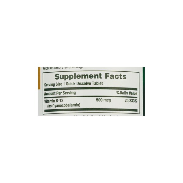 Nature's Bounty B-12 Tablets 500mcg, 100CT