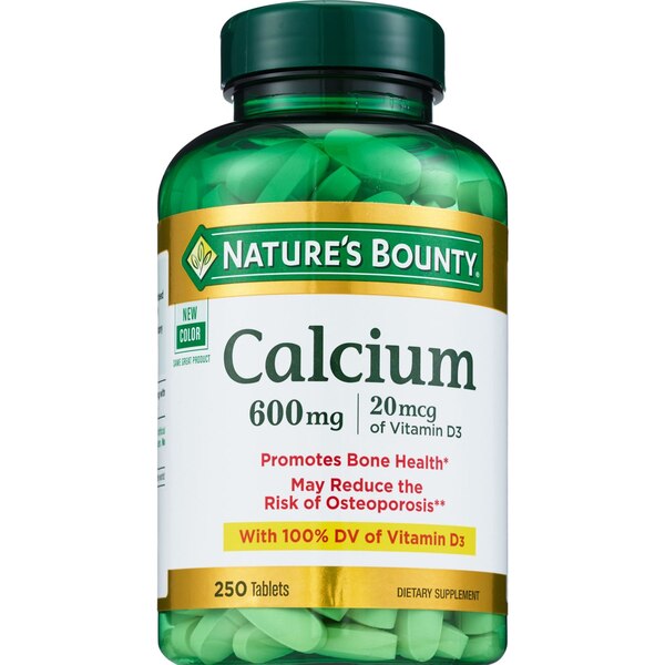 Nature's Bounty Calcium 600 + Vitamin D3 Tablets, 600 Mg, 250 CT